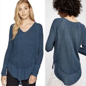 💙We The Free Free People Blue Catalina L/S Waffle Knit Thermal Top XS